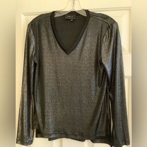 ORLY Black Holiday "Sparkle" Metallic Long Sleeve Top M NWOT